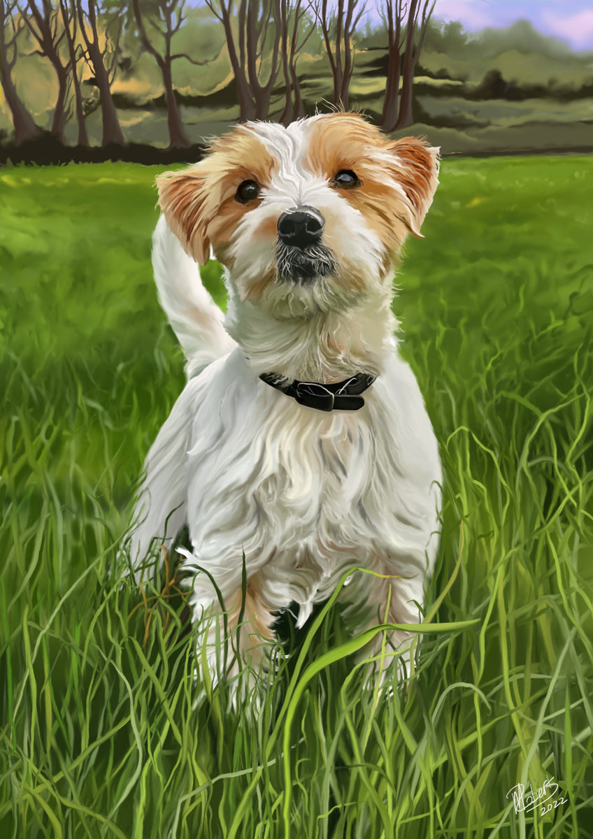Dog portrait, animal portrait, digital print