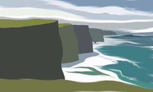 Load image into Gallery viewer, Cliffs of Mohercliffs of moher, co clare, irish tourism, mary roberts, artist, digital print, irish art