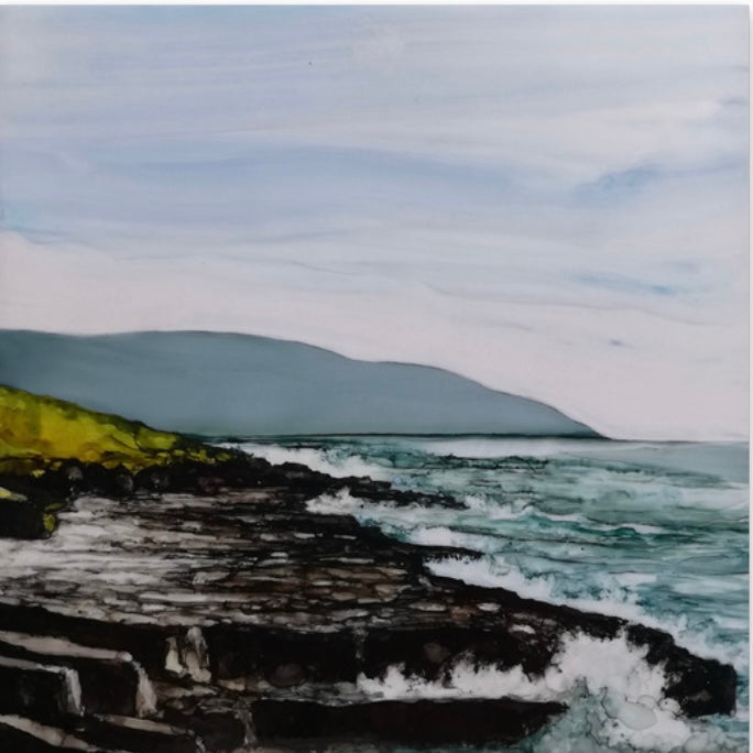 Greeting Card - Waves Crashing on The Flaggy Shore
