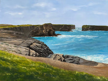 Load image into Gallery viewer, Scenic view of a coastal landscape with cliffs and ocean.