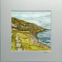 Load image into Gallery viewer, Framed artwork of a coastal landscape with cliffs and a path.
