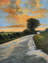 Load image into Gallery viewer, Painting of a road leading to a tree under a colorful sky
