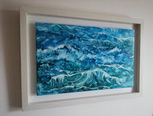 Load image into Gallery viewer, ink on tile, painting, sea, waves