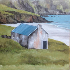 Original Irish Art, Oil on Canvas, Painting, Little House by the Sea, Achill, Co Mayo