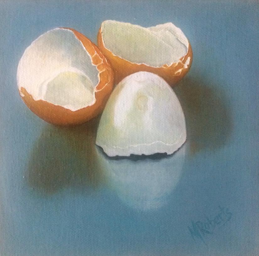 Original Oil Painting, Egg Shells