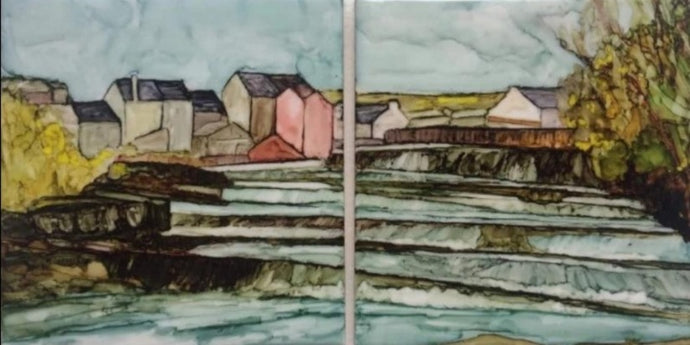 Paintinh of The Falls, Ennistymon, 