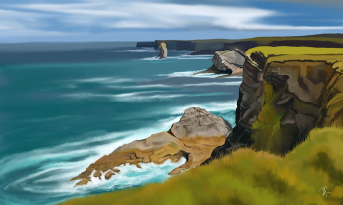 kilkee, so clare, digital ptint, irish art, mary roberts, artist