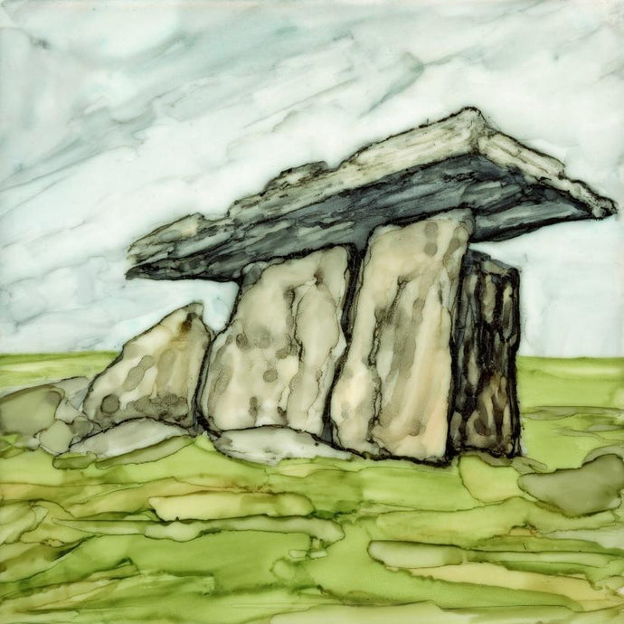 Original Irish Artwork, Alcohol Ink Paintings, West of Ireland, Burren, Wild Atlantic Way, Dolmen, Poulnabrone Dolmen